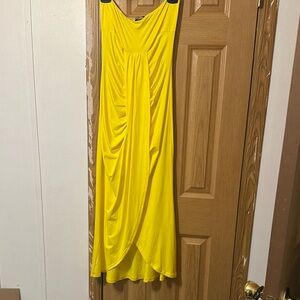 Yellow Ruched Halter Sundress
